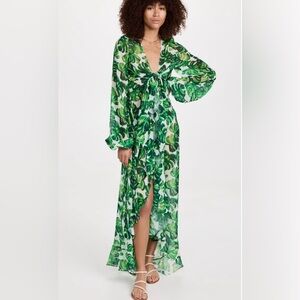 CAROLINE CONSTAS
Charlize Coverup in white green palm leaf